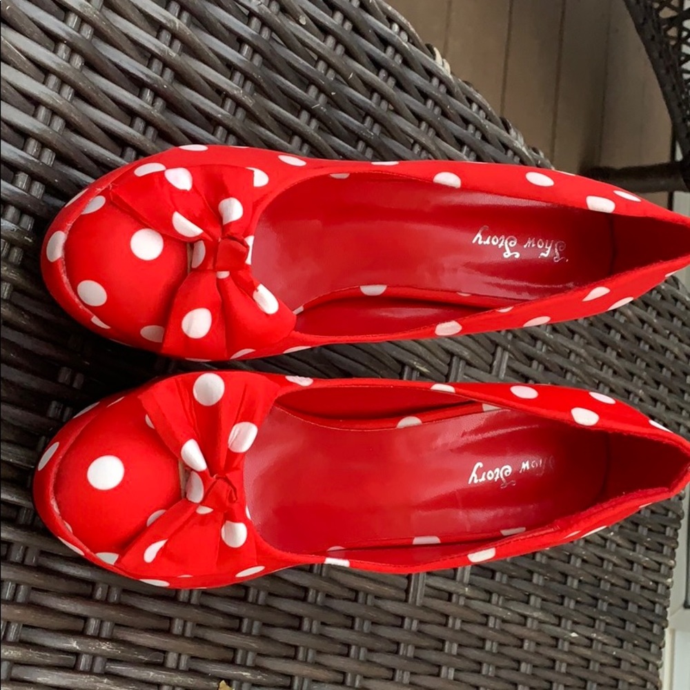 Red and white high heels